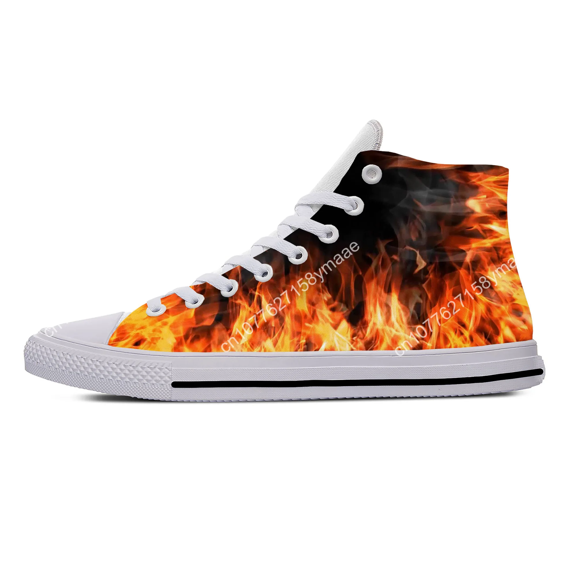 Hot Summer Anime Cartoon Flame Fire Flaming Fashion Funny Casual Cloth Shoes High Top 3D Print Men Women Classic Board Shoes