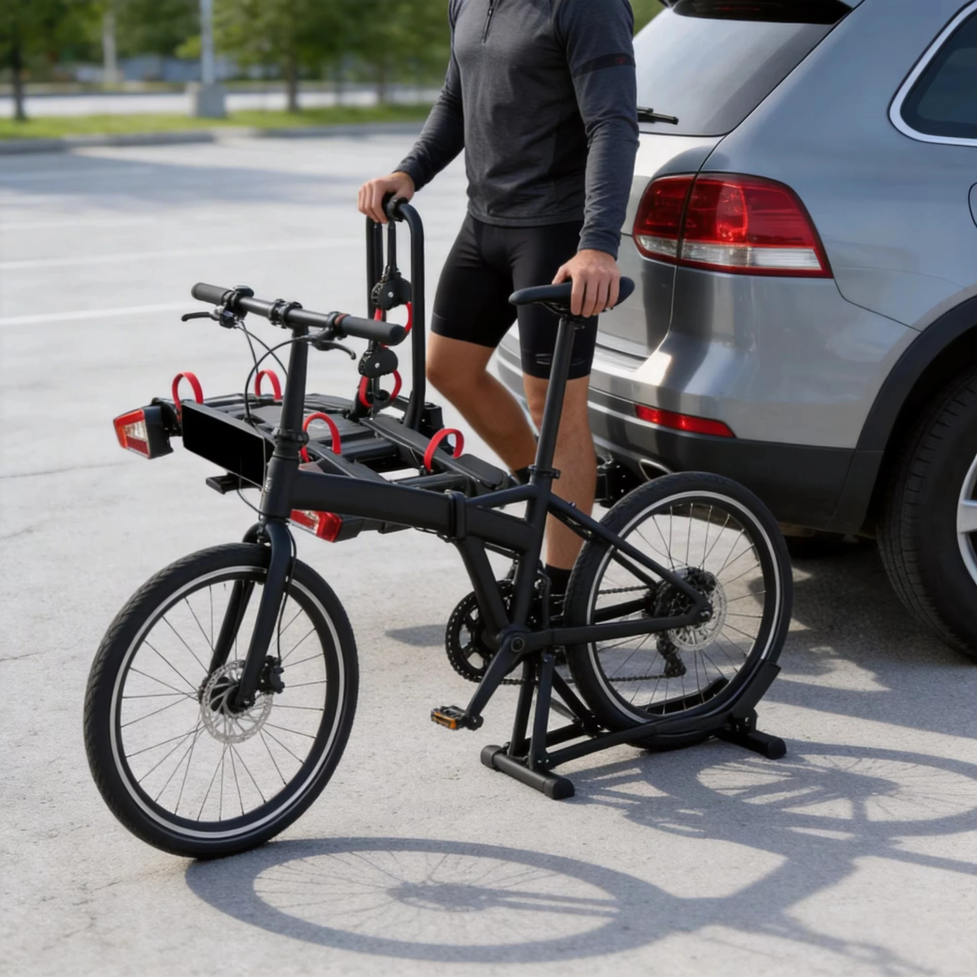 Foldable Trailer Ball Bicycle Rack Car Rear Bearing Frame Outdoor Cycling Carrier