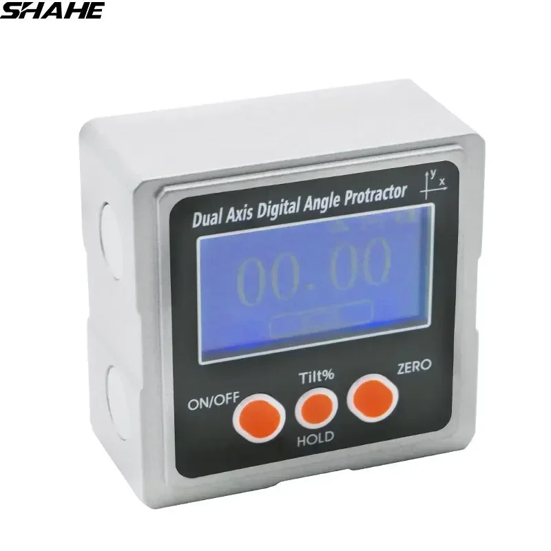SHAHE-inclinómetro Digital de doble eje con imanes de 3 lados, caja cónica de aleación de aluminio, transportador electrónico, indicador de ángulo Digital