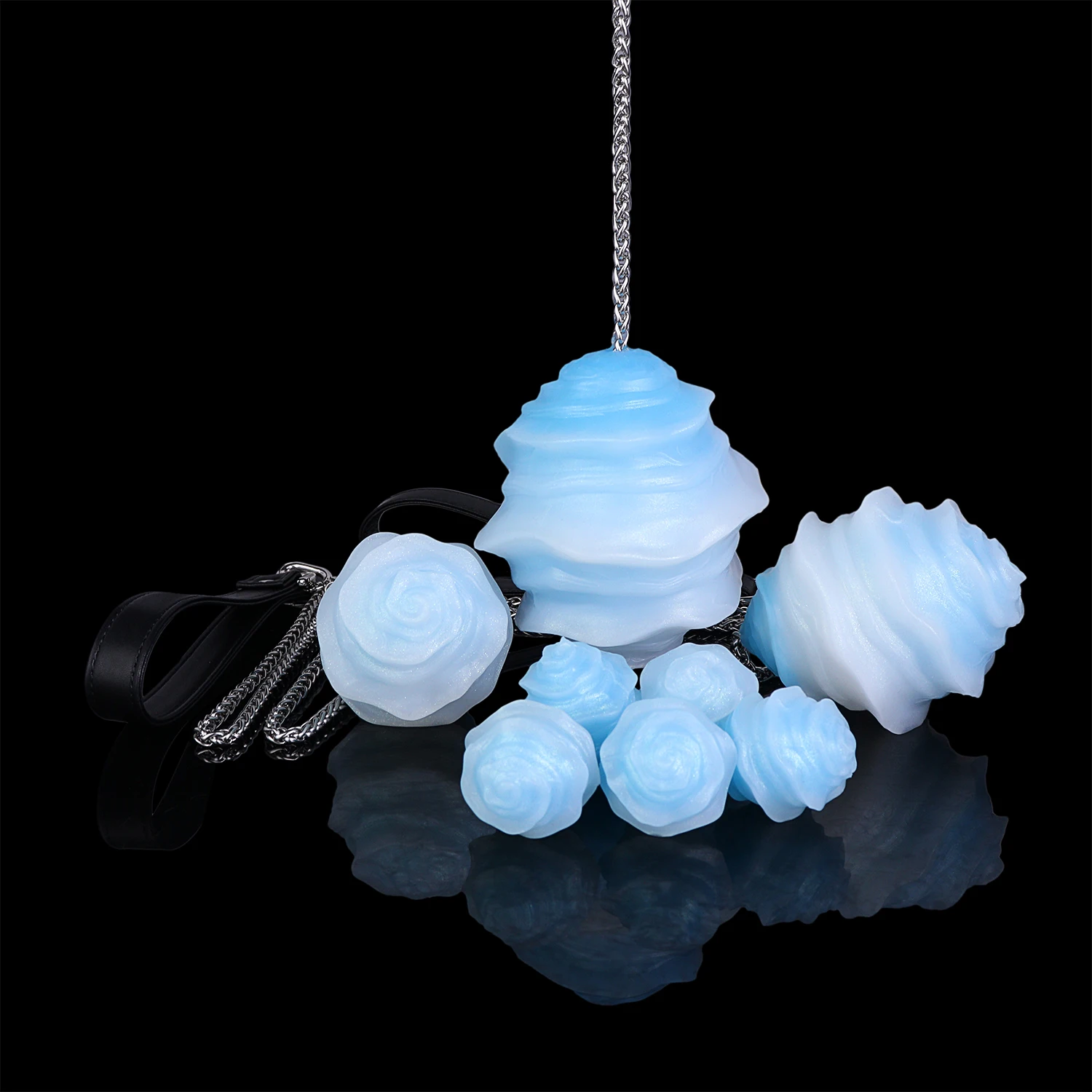 YOCY Anal Beads, Silicone Egg with Traction Chain, BDSM Sex Toys, Anal Dilation Training Aids, Unique Textured Butt Plug - view 4