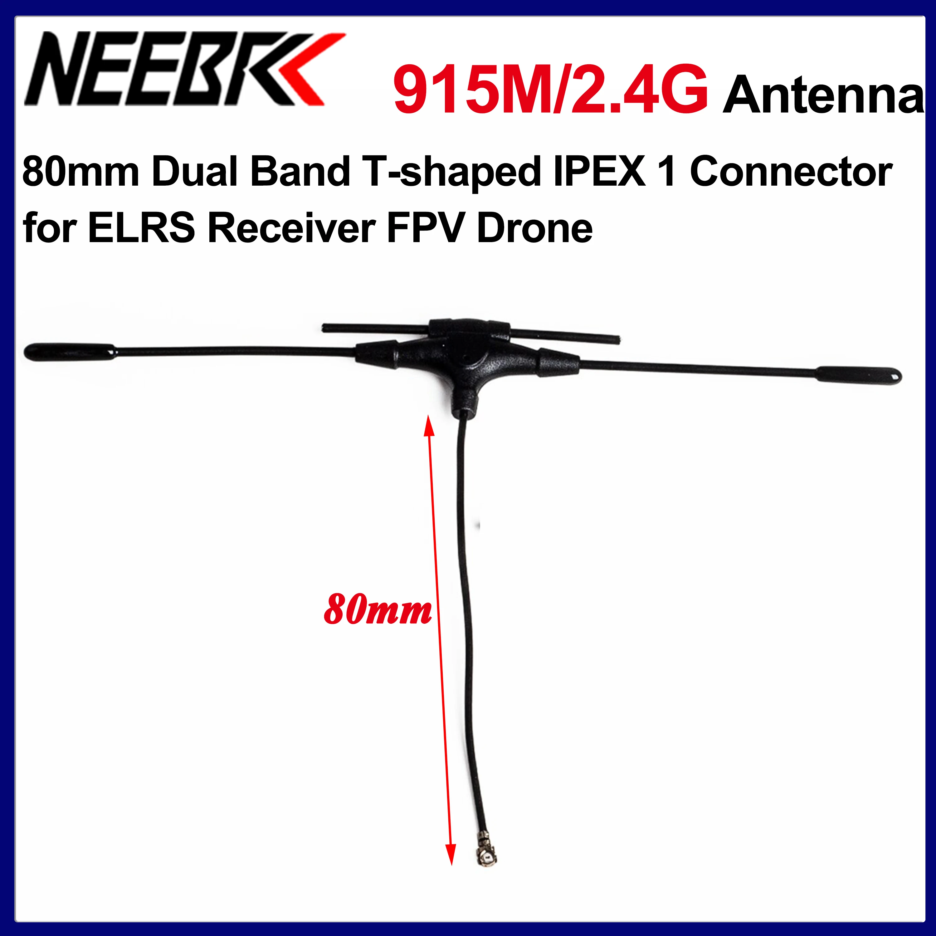 

915MHz/2.4G 80mm Dual Band T-shaped T Type Antenna IPEX 1 Connector for RC FPV Long Range Drone ELRS ExpressLRS Receiver DIY