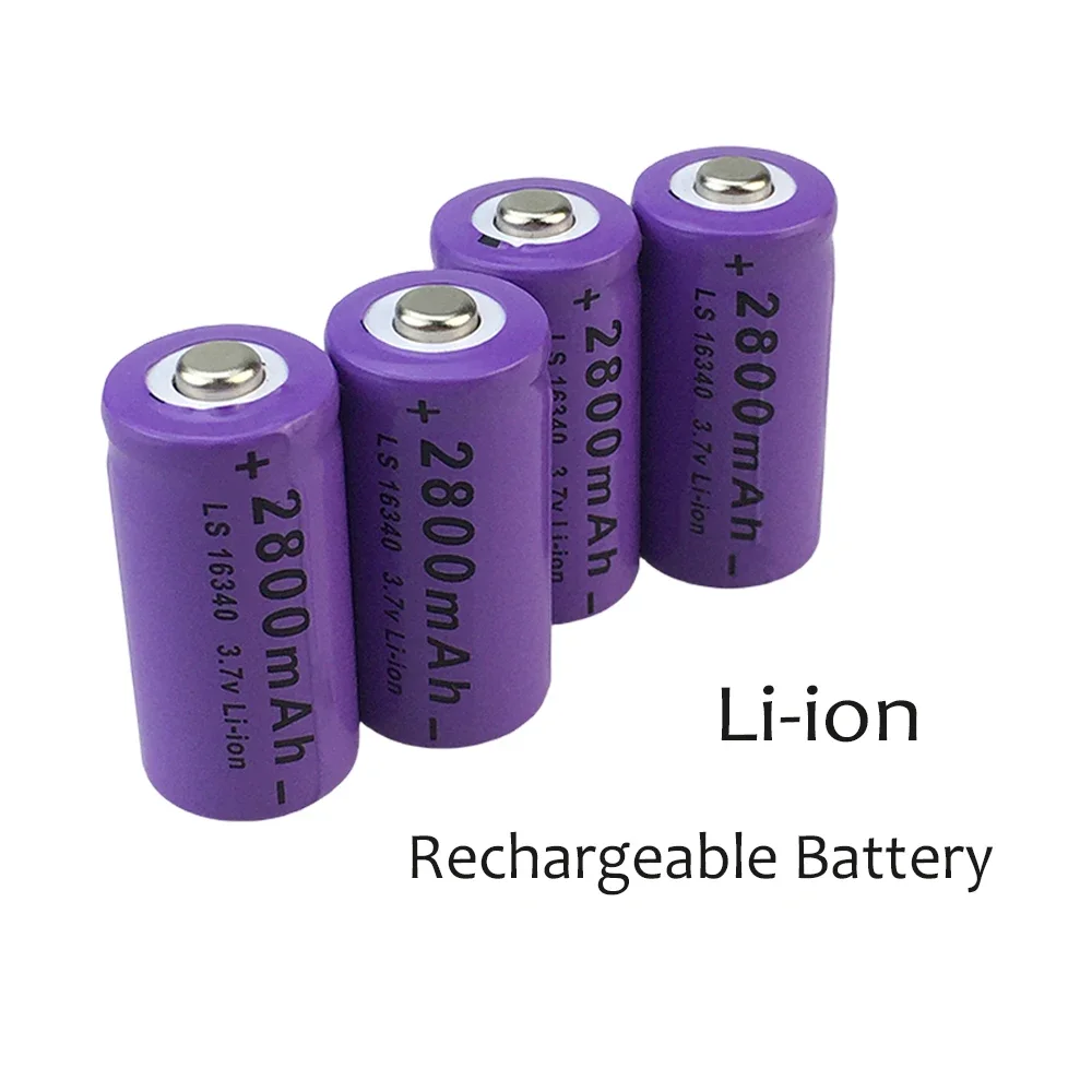 2024 NEW 16340 3.7V 2800mAh CR123A RCR 123 ICR Safety Camera Rechargeable Lithium Ion Battery
