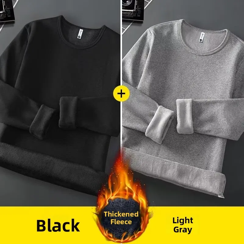 Thickened Fleece Warm Underwear for Women Winter Workwear Base Layer Shirt Korean Style Commute Pure Color Polyester T-Shirt