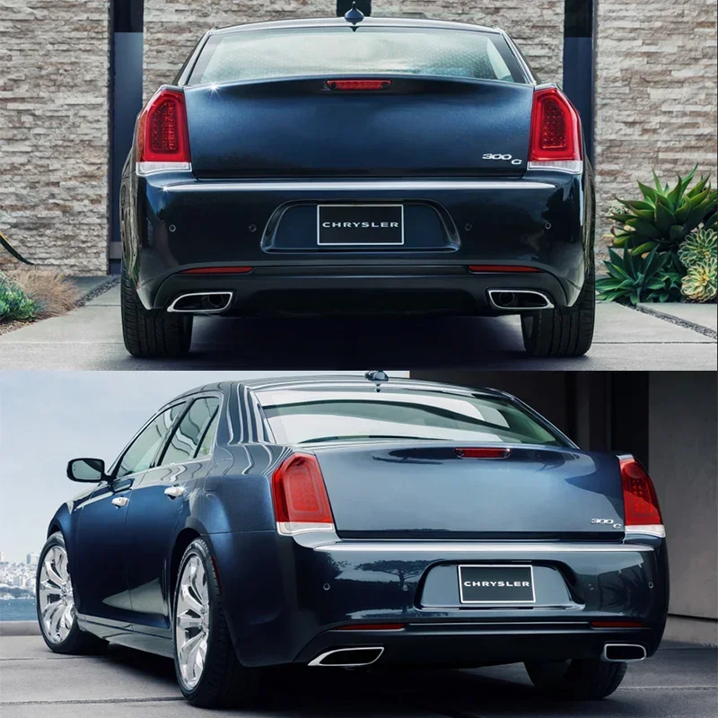 For 2015-23 Chrysler 300 Rear Bumper Lip Diffuser Gloss Black Rectangle Exhaust