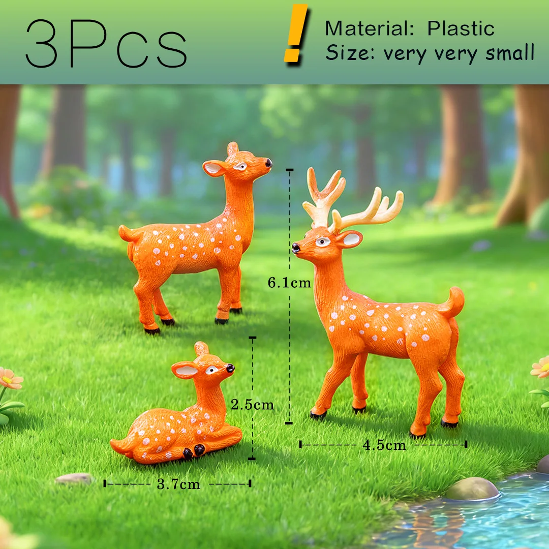 Christmas Tree Family Deer Miniature Figurine Cartoon Animal Model Home Decor Fairy Garden Decoration Accessories Modern