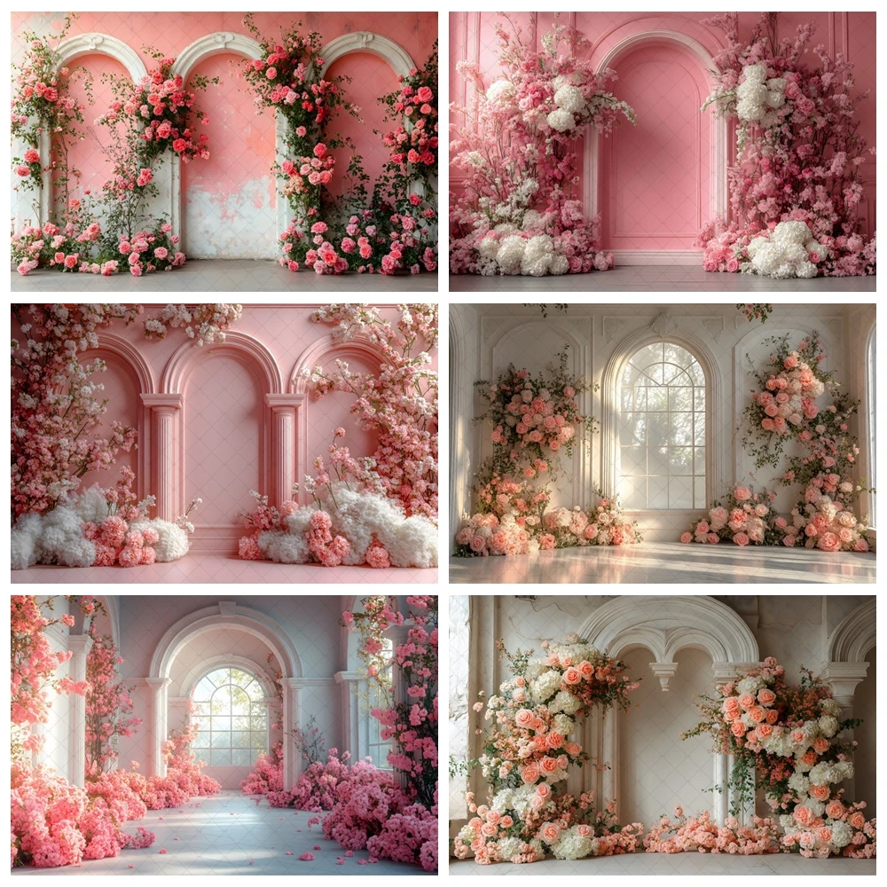 

Wedding theme background Broken wall flower decoration background Adult pregnant woman portrait studio banner props