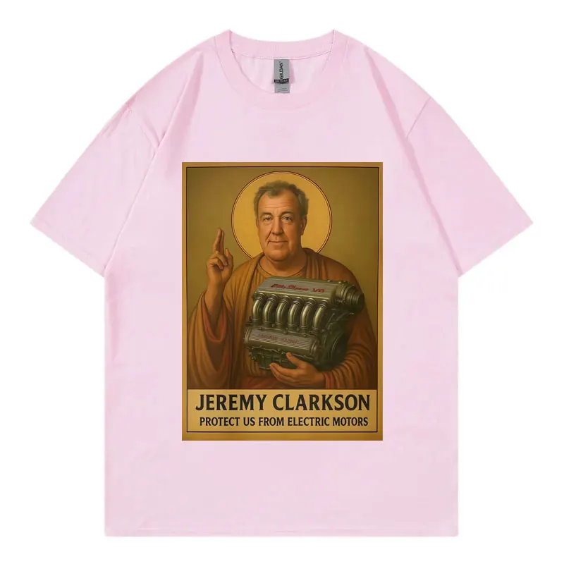 جيريمي كلاركسون حمايتنا من المحركات الكهربائية تي شيرت علوي مضحك ميمي جرافيك تي شيرت للجنسين موضة عادية فضفاض تي شيرت