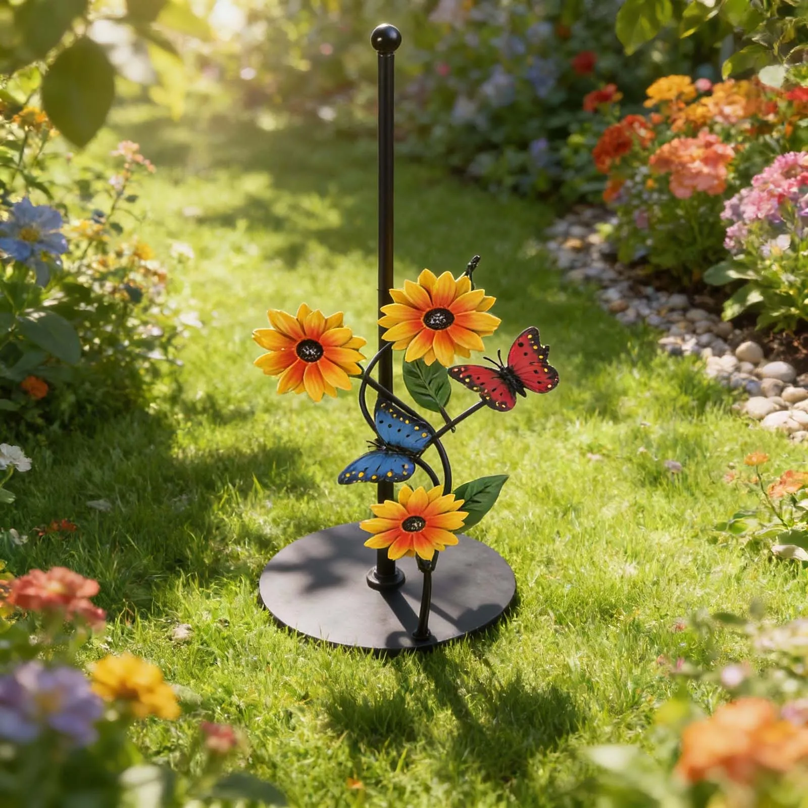 Sunflower Paper Towel Holder Made of Iron with Base to Prevent Tipping Suitable for Home Use in Multiple Rooms