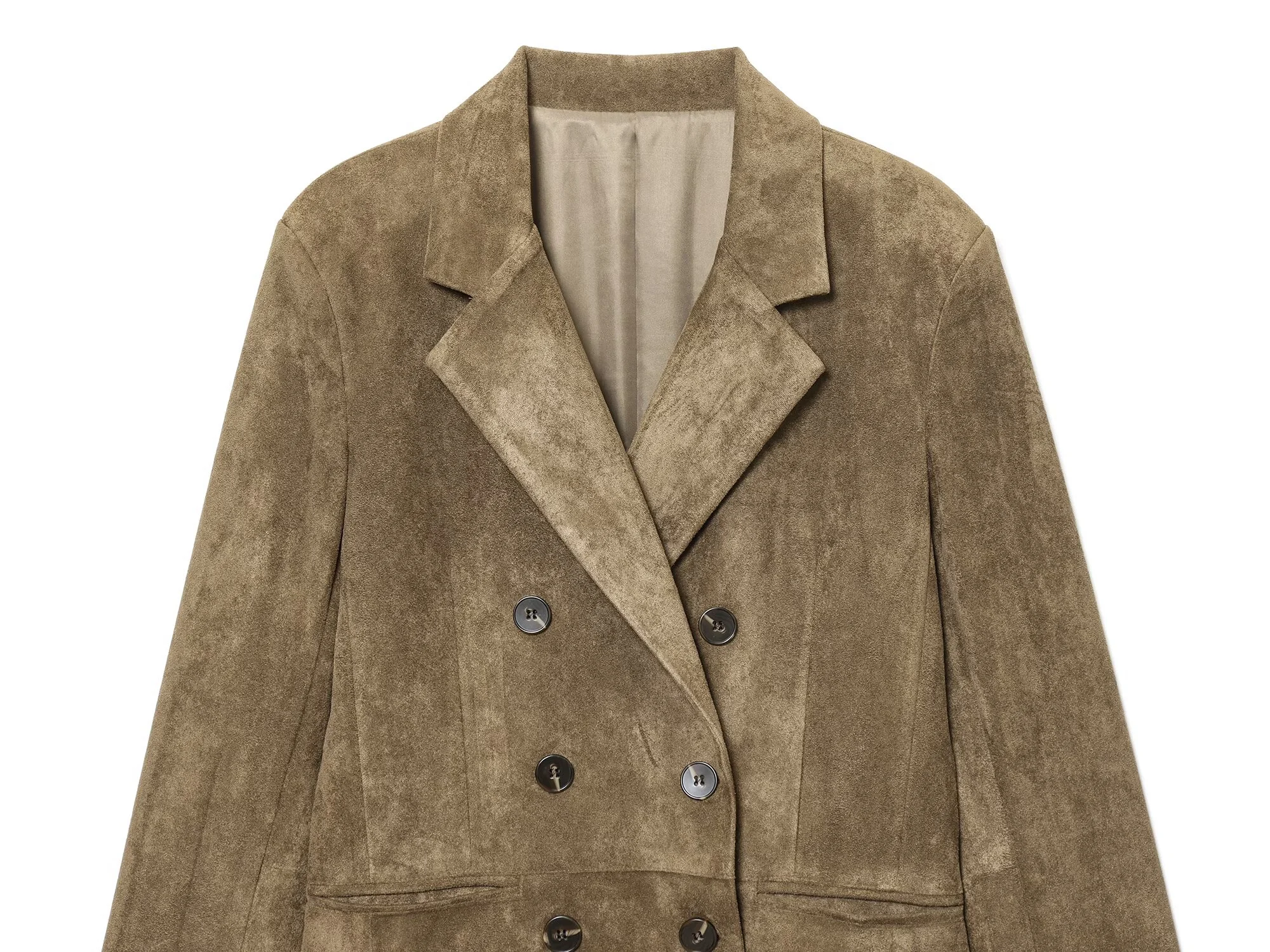 2025 شتاء جديد المرأة عادية عصرية بسيطة مزدوجة الصدر فضفاضة رداء غير رسمية سترة تنوعا السترة #3