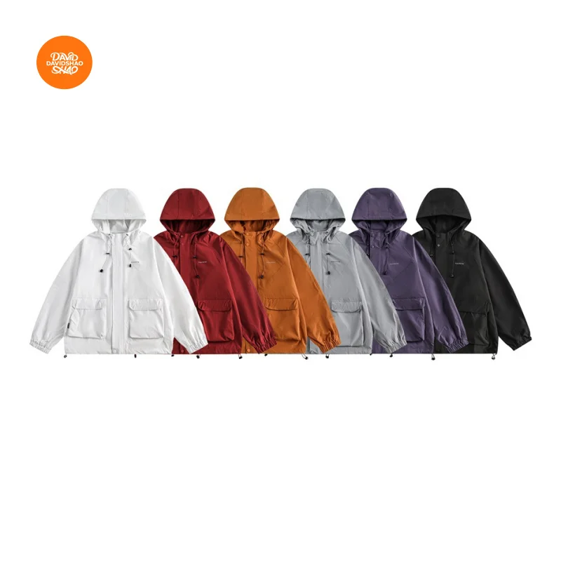 

DAVIDSHAO, размер ЕС, США, высокое качество, уличная одежда, роскошная верхняя одежда с воротником-стойкой, унисекс, функциональная ветровка для пар, куртка