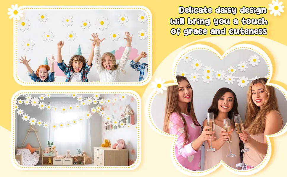 1/5 Stück Groovy Boho Party Hängebanner Hippie Boho Geburtstagsdekoration Gänseblümchen Partydekoration für Mädchen Geburtstagszubehör – Detail 4