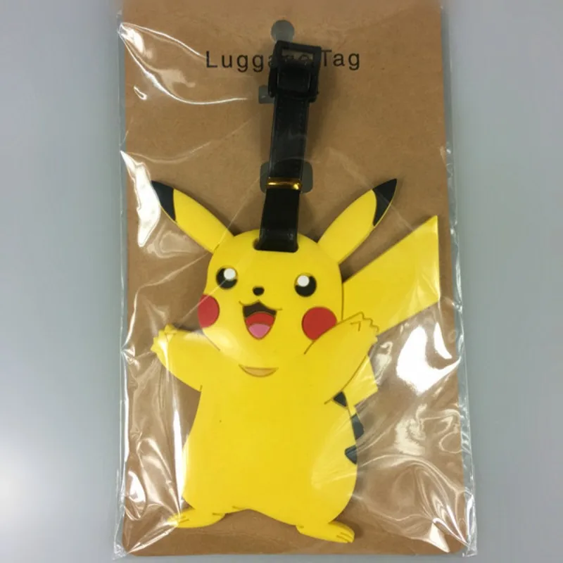 Kawaii Travel Luggage Tag Accessories Cartoon Pokemon Pikachu Silica Gel Suitcase ID Addres Holder Boarding Baggage Tag Label