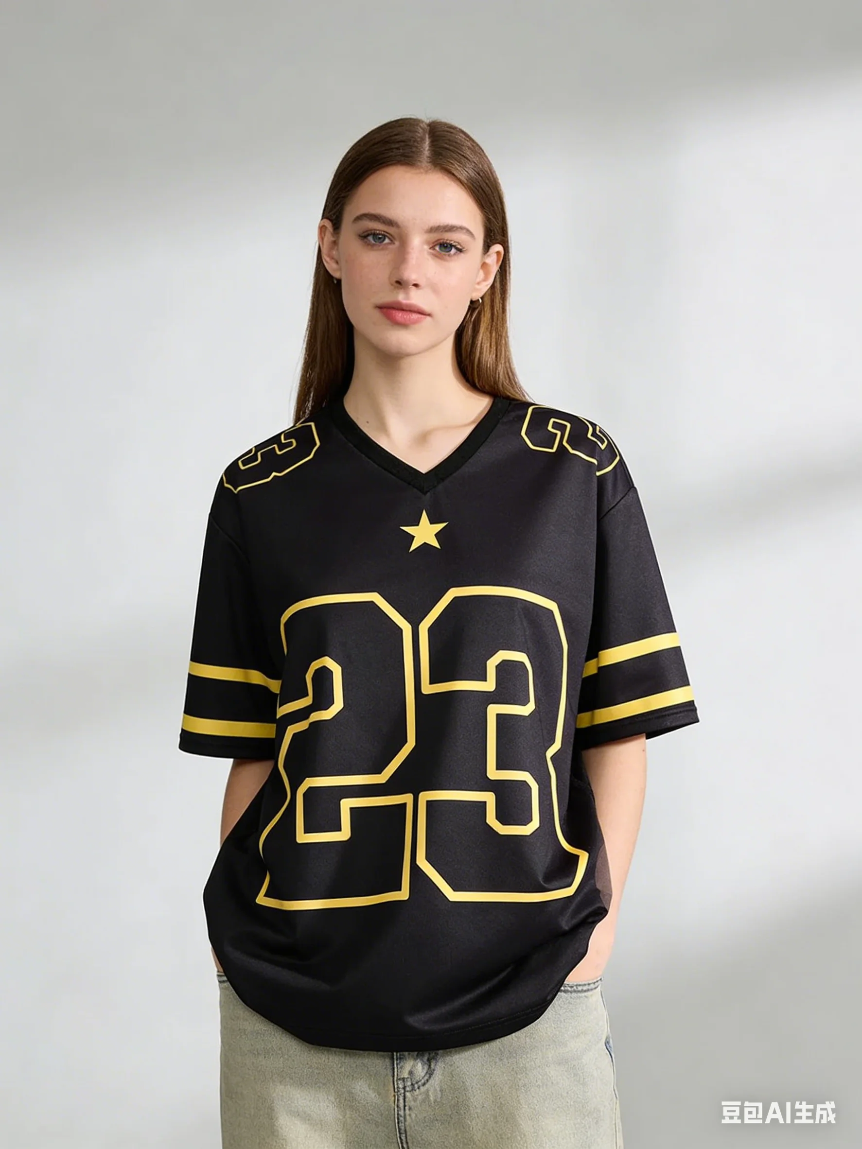 2026 New Hot 3D Printing Y2K Fashion Casual Shirt Street Retro Hip Hop 23 Shirt V-Neck Loose Breathable Quick Drying T-Shirt