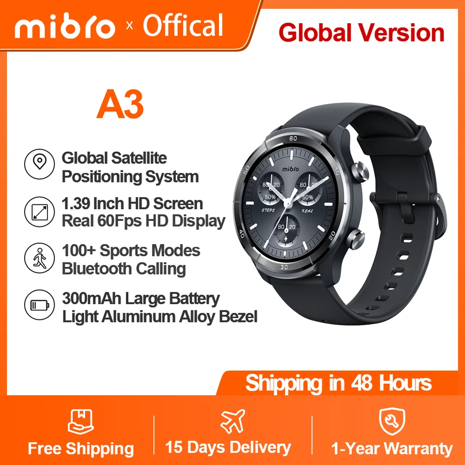 Mibro A3 Smartwatch Super Light Design GPS Positioning Bluetooth