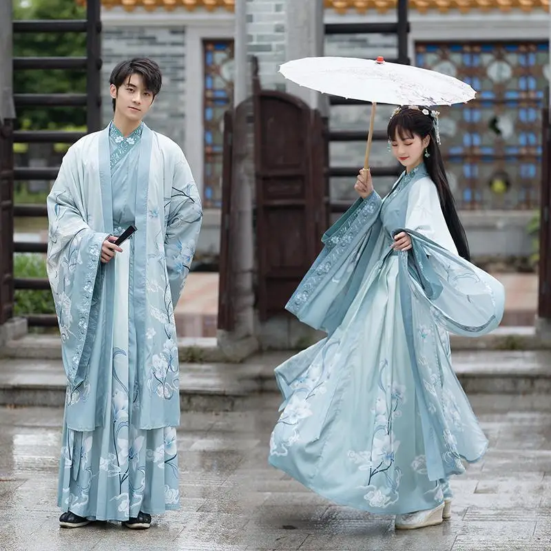 

Chinese Traditional Tang Suit Hanfu Robe Men Han Dynasty Ancient Costume Folk Dress Couple Clothes Kimono Dress Yukata Robe Gown