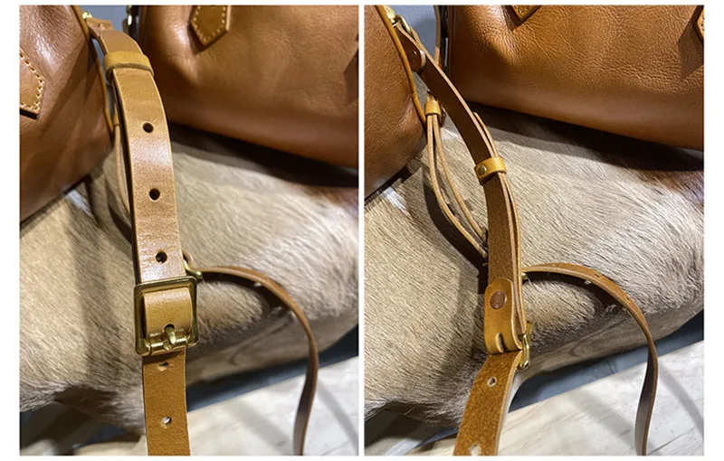 Borsa a tracolla da donna in pelle bovina di primo strato di design casual semplice fatta a mano borsa a tracolla per il fine settimana in vera