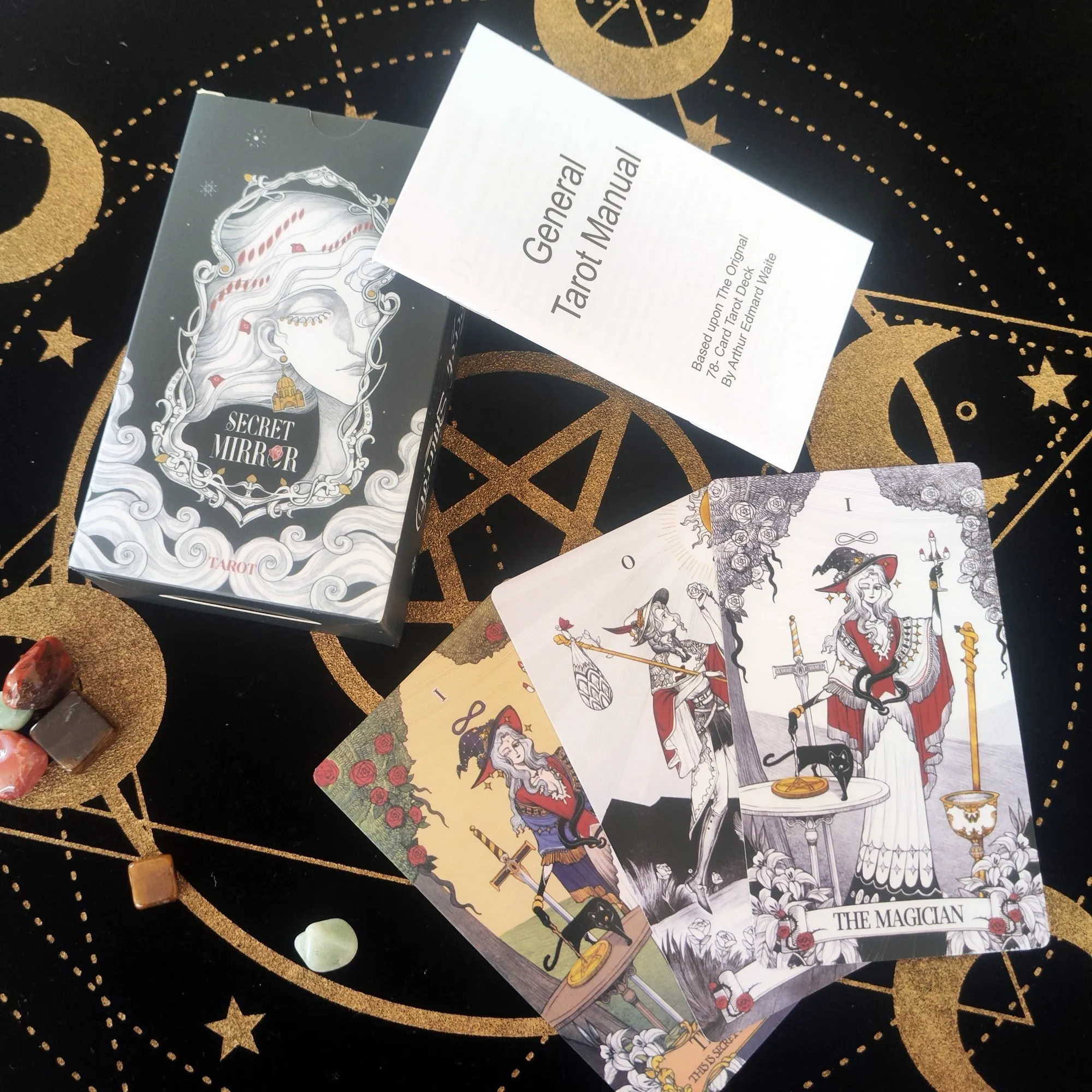 مرآة سرية التارو أنثوية الفن التارو في رمزية غنية مع أحادية اللون مع دليل النسخة الإنجليزية لعبة لوحة الحفلات 12*7 سنتيمتر #1