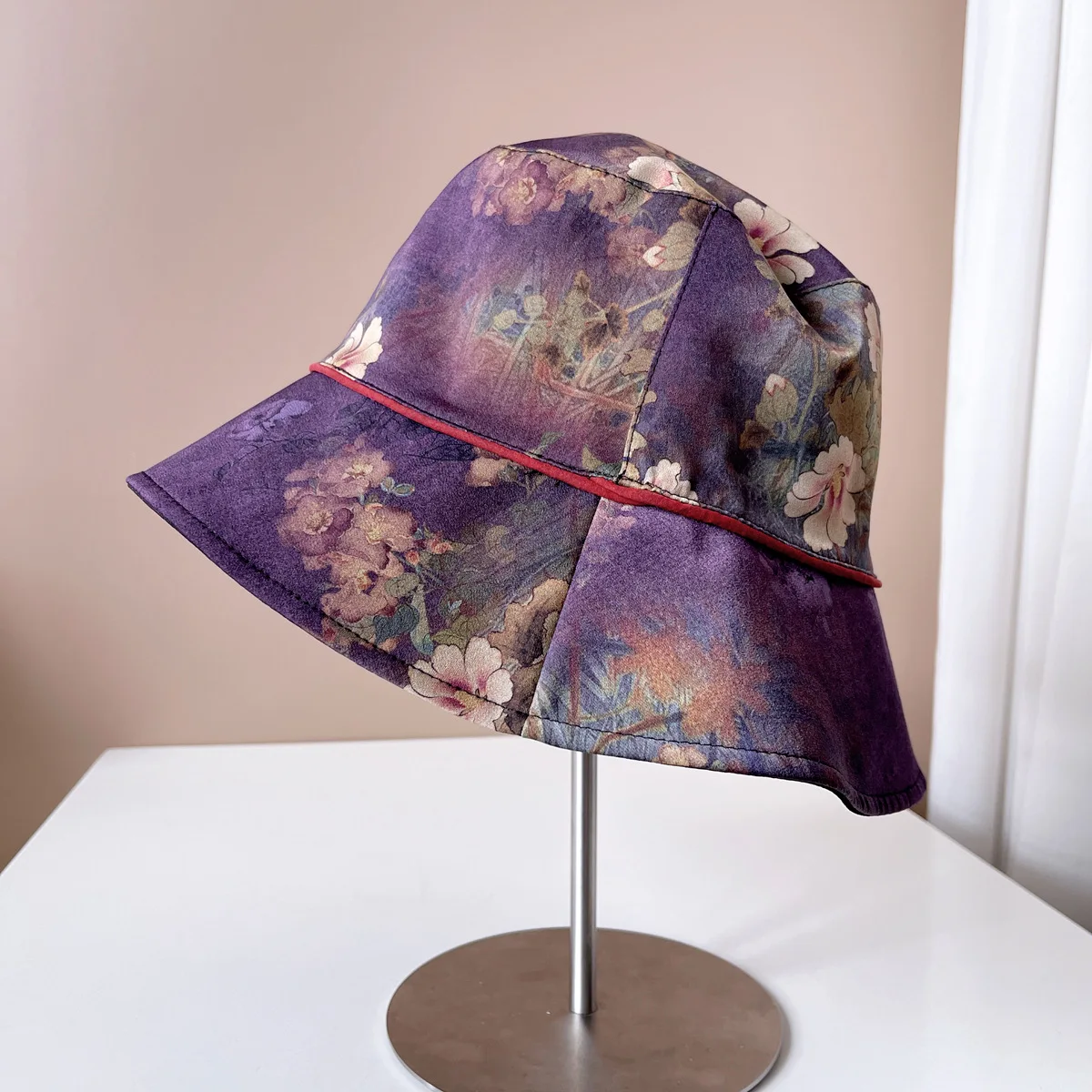 2023 new light luxury imitation silk mother hat outdoor travel beach visor casual fashion double sided fisherman hat