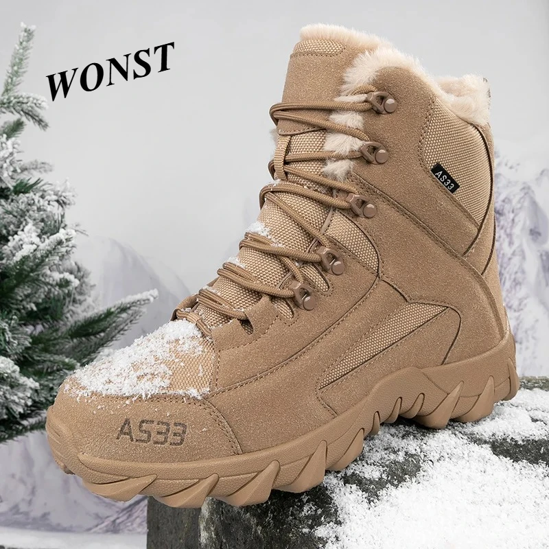 

WONST High-quality Men's Snow Boots Warm Plush Winter Boots Shoes Outdoor Snow Boots Non-slip Platform Shoes Snow Boots