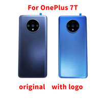 For OnePlus 7T Gorilla Glass 5 Back Cover Spare Parts Rear Case Back 1 7T Battery Cover Door Housing Camera Glass frame