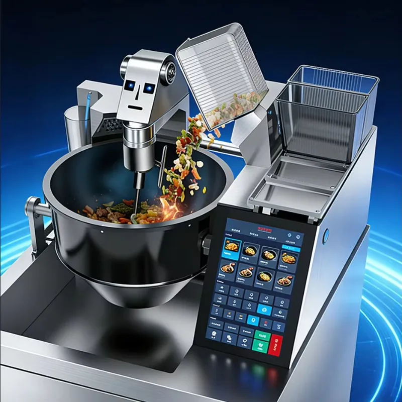 Commercial Fully Automatic Cooking Machine Feeding Intelligent Touch Screen Stainless Steel Large Capacity Fry Kitchen Equipment