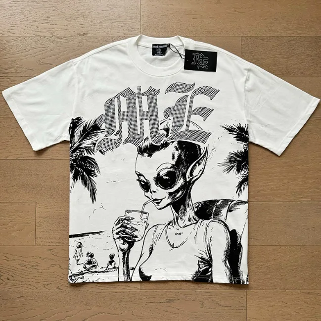 Mixed Emotion - Set of Summer Street-Like Loose Casual Couple Short-Sleeved T-Shirts with Engraved Diamond Letter Print