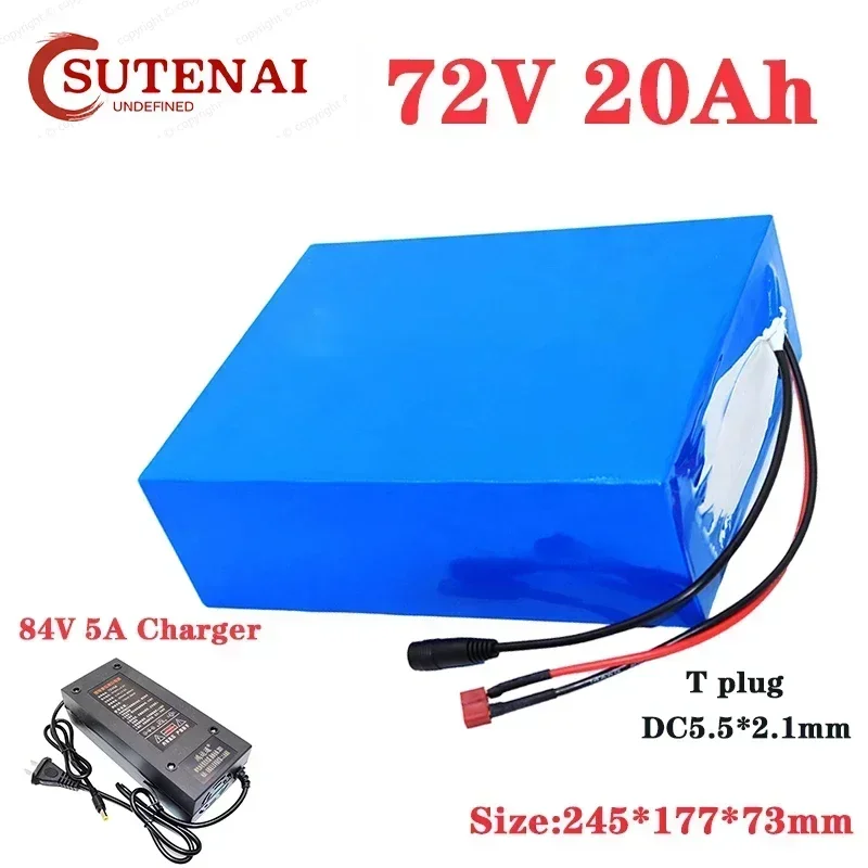 New 72V 20Ah 21700 lithium battery pack 20S4P 84V electric bicycle scooter motorcycle BMS 3000W high power battery + 5A charger