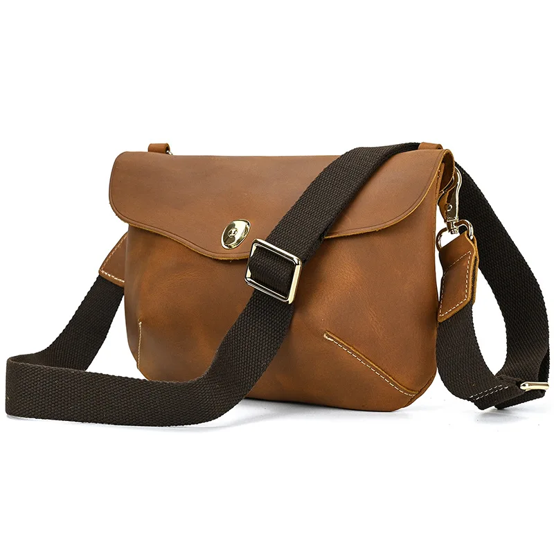 Handmade Vintage Crazy Horse Leather Bag, Unisex Multi-functional Genuine Cowhide Hand Clutch Shoulder & Crossbody Purse