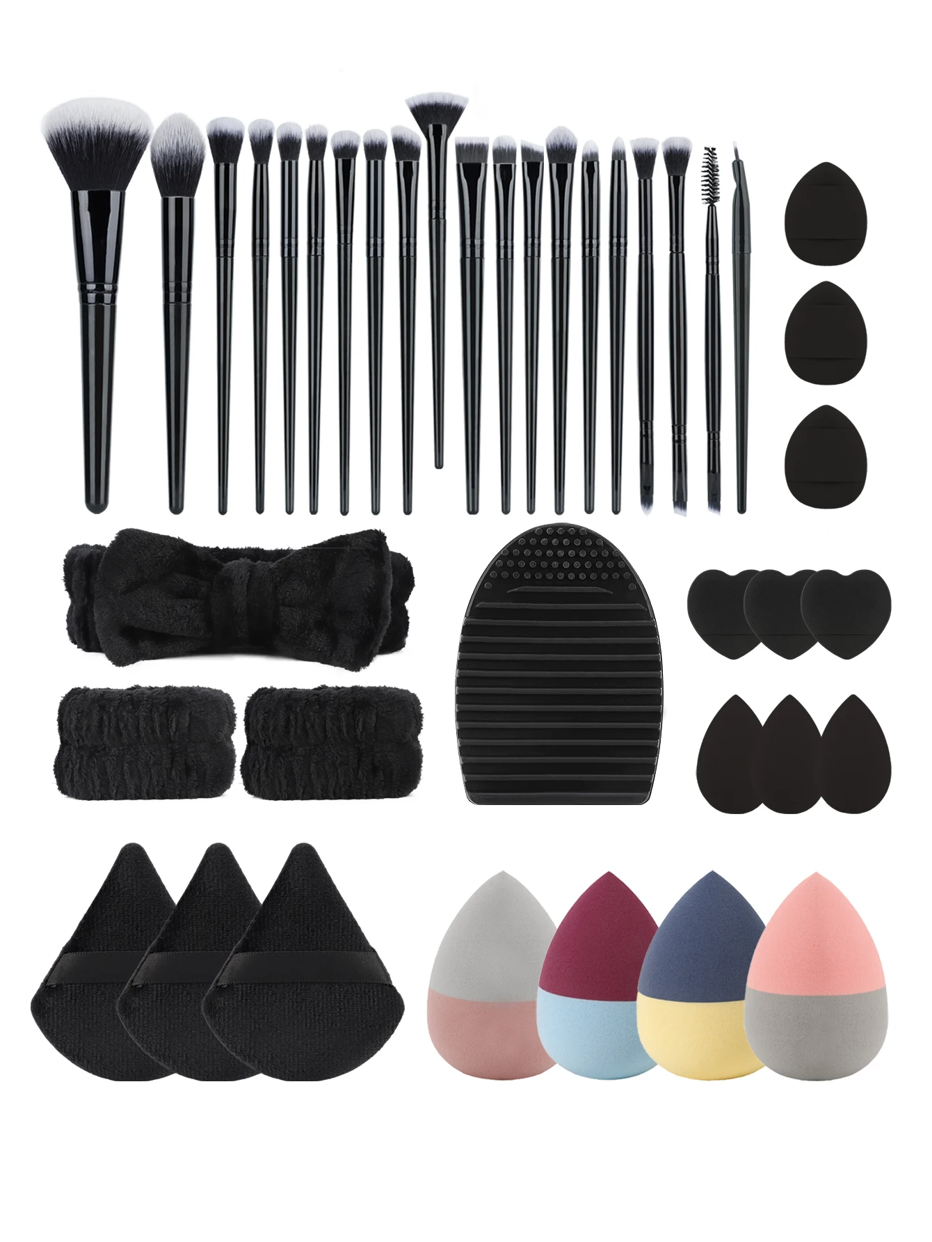 Set di pennelli per trucco nero da 40 pezzi Kit per trucco professionale Set di strumenti per trucco multifunzionale con accessori per il trucco del viso