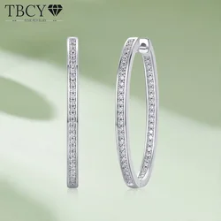 TBCYD 1.2mm 0.8cttw D Color Moissanite Big Hoop Earrings For Women S925 Silver Diamond Huggie Earrings Party Exaggerated Jewelry
