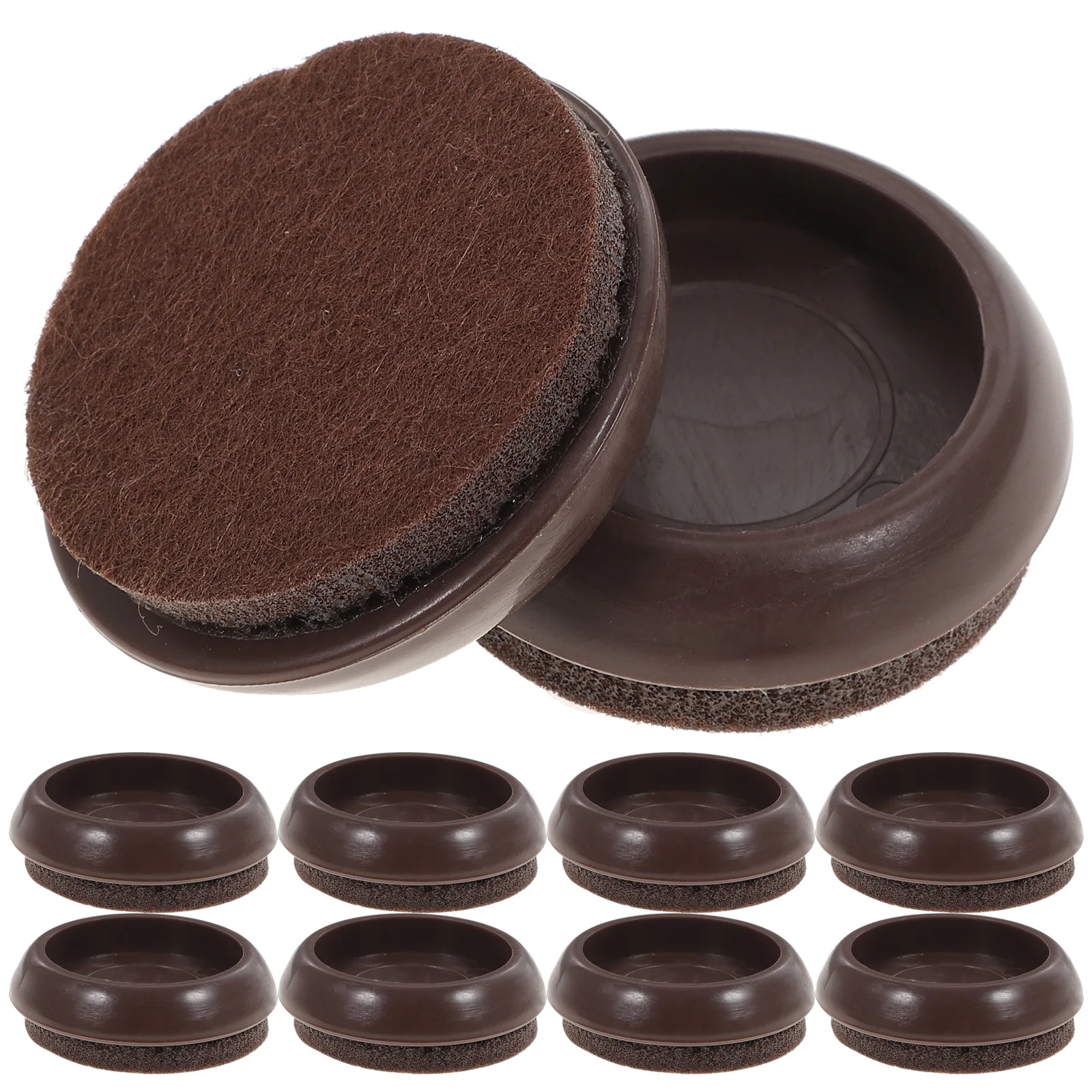 

10 Pcs Anti-slip Caster Cup Round Furniture Pads Rubber Feet Wheels Felt Casters