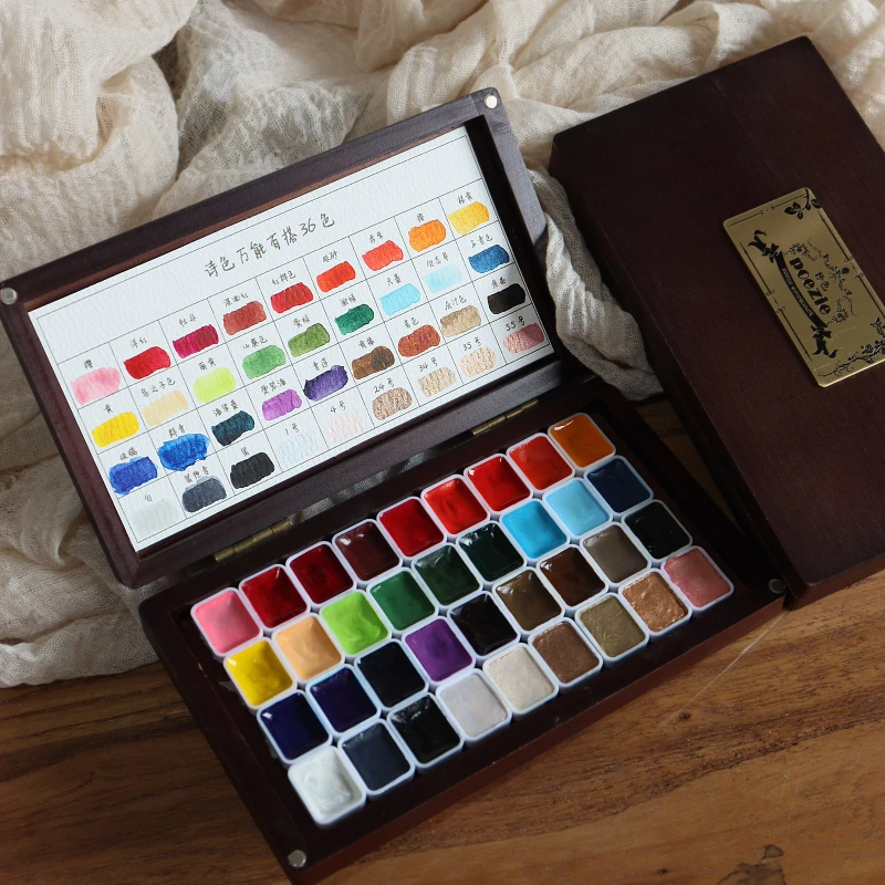 36-color Pearlescent Solid Watercolor Pigment Universal All-matching Nail Painting, Intertwined Flower Smudge Dye Box