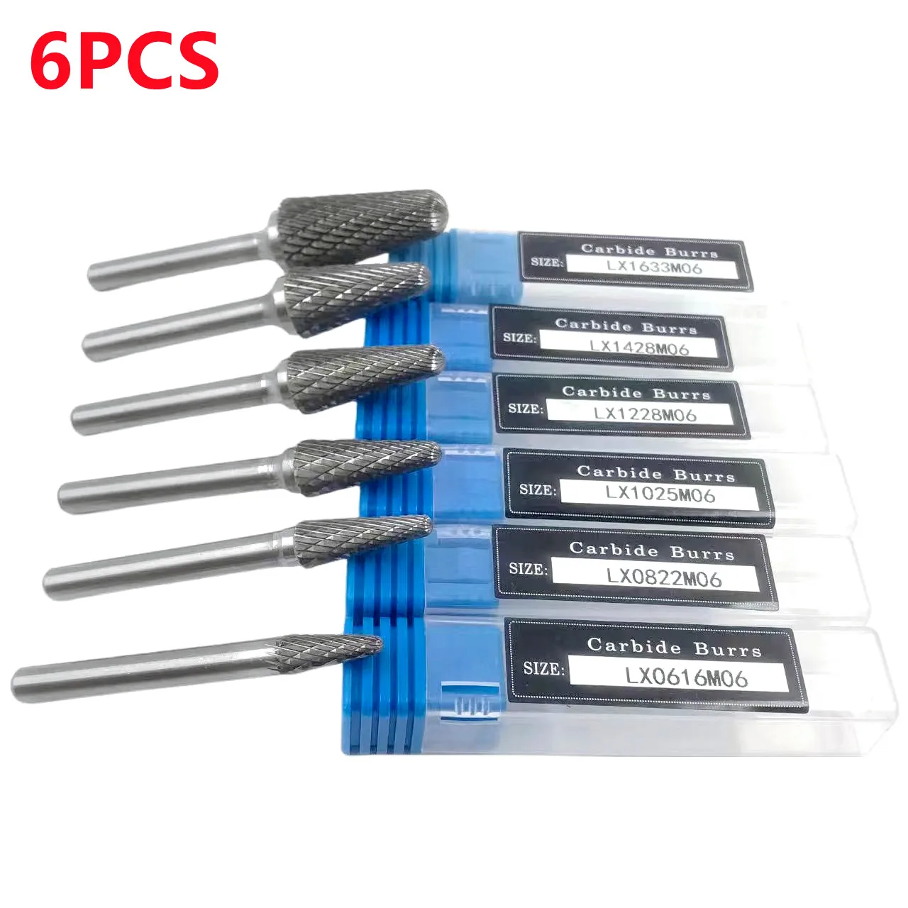 

6PCS LX-Type Alloy Rotary File Cylindrical Double Groove Tungsten Steel Grinding Head Metal Jade Electric Carving Milling Cutter