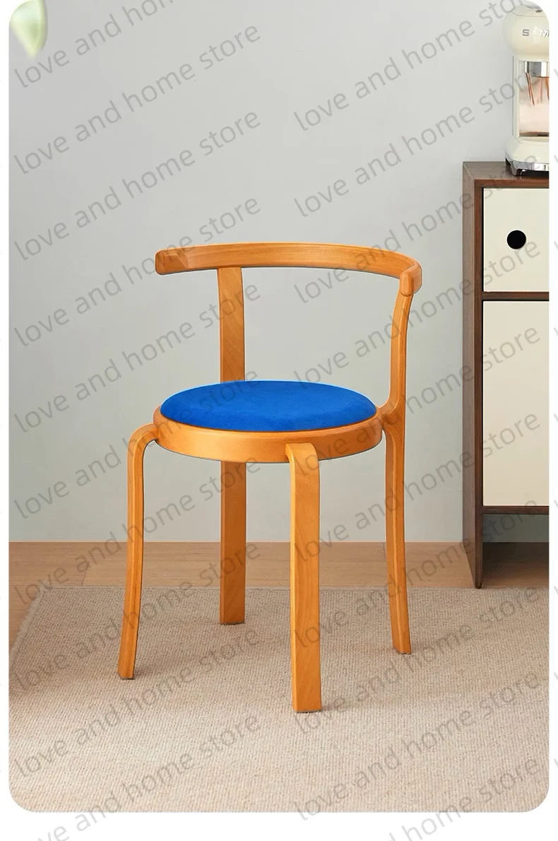 Denmark Nordic 8000 Series Red Beech Plywood Solid Wood Dining Stackable Vintage Curved Backrest Chair