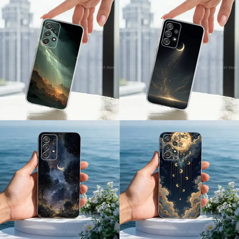 

Fairytale Starry Sky For Samsung A30,71,51,S9,10,20,Ultra,S22,23,21,PIus,FE,Lite,Transparent, Silicone Case