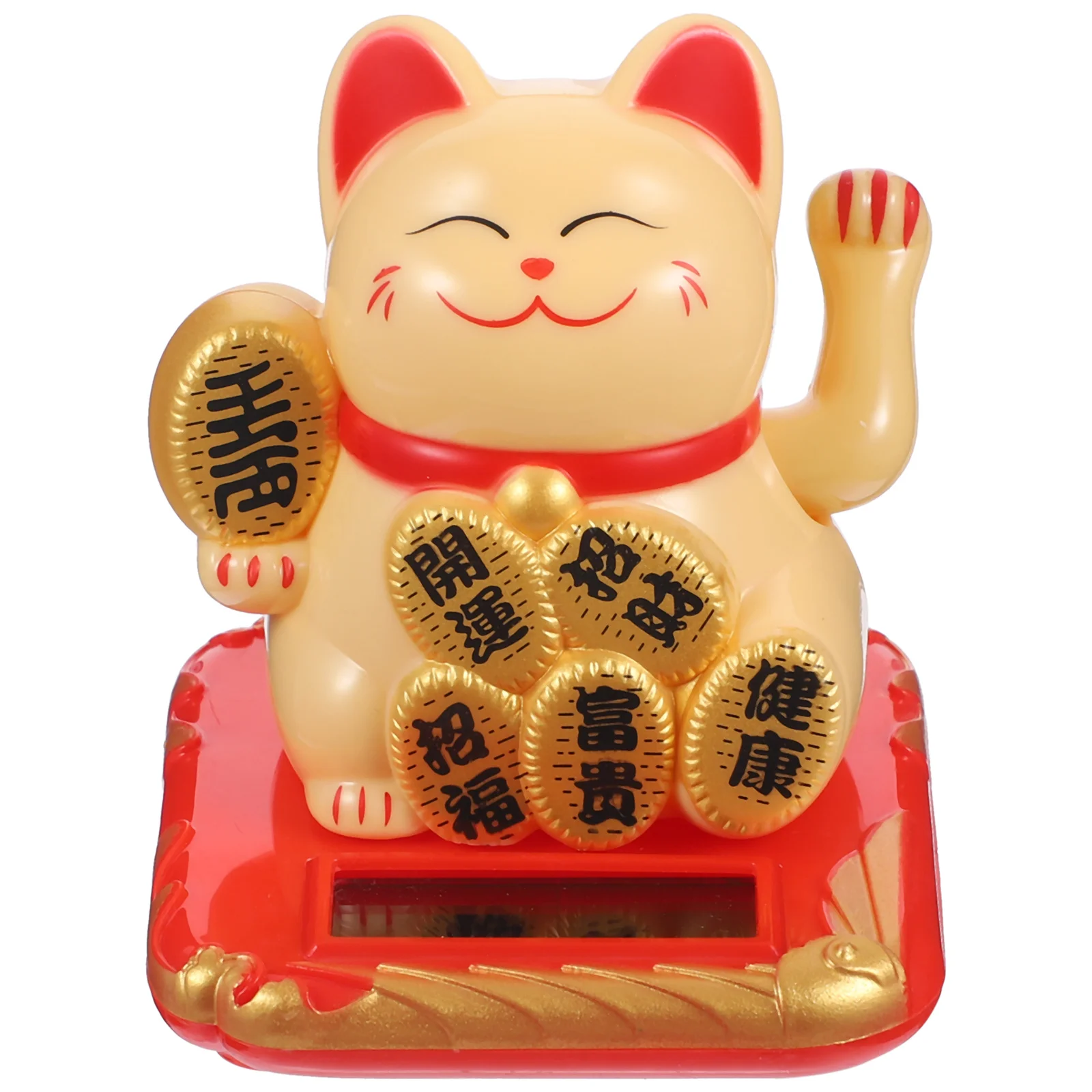 

Solar Powered Cat Waving Arm Ornament Plastic Decoration for Home Office Car Desk Lucky Feng Shui Money Cat
