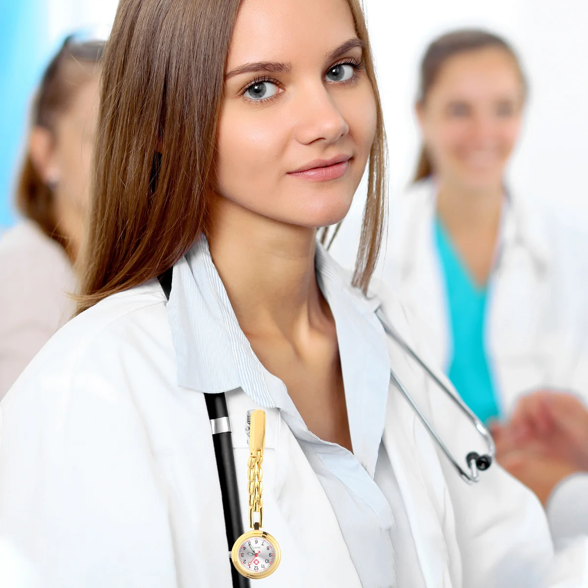 

Unique Golden Pocket Watch Creative Nurse Watch Quartz Movement Durable Precise Timekeeping Comfortable Wear Easy Install Remove