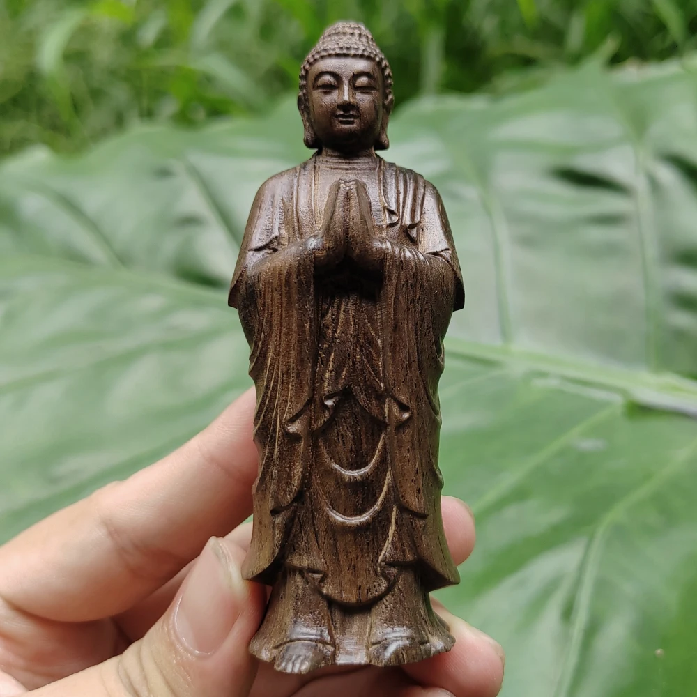Hand-Carved Wooden Buddha Statue Ornaments, Traditional Style, Zen Style, Suitable for Men's Gifts, Office Decoration, Creative Desktop Ornaments, Home Decoration, Christmas Decorations, Party Decorations, Birthday Gifts
