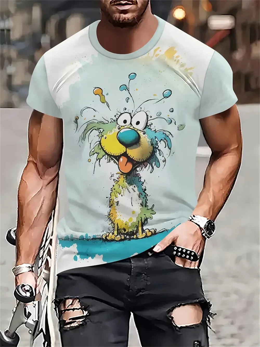 

Funny Men's T-shirt Casual Round Neck Short Sleeve Animal Printed Outdoor Fashion Oversized Male Clothing Summer Street T Shirts