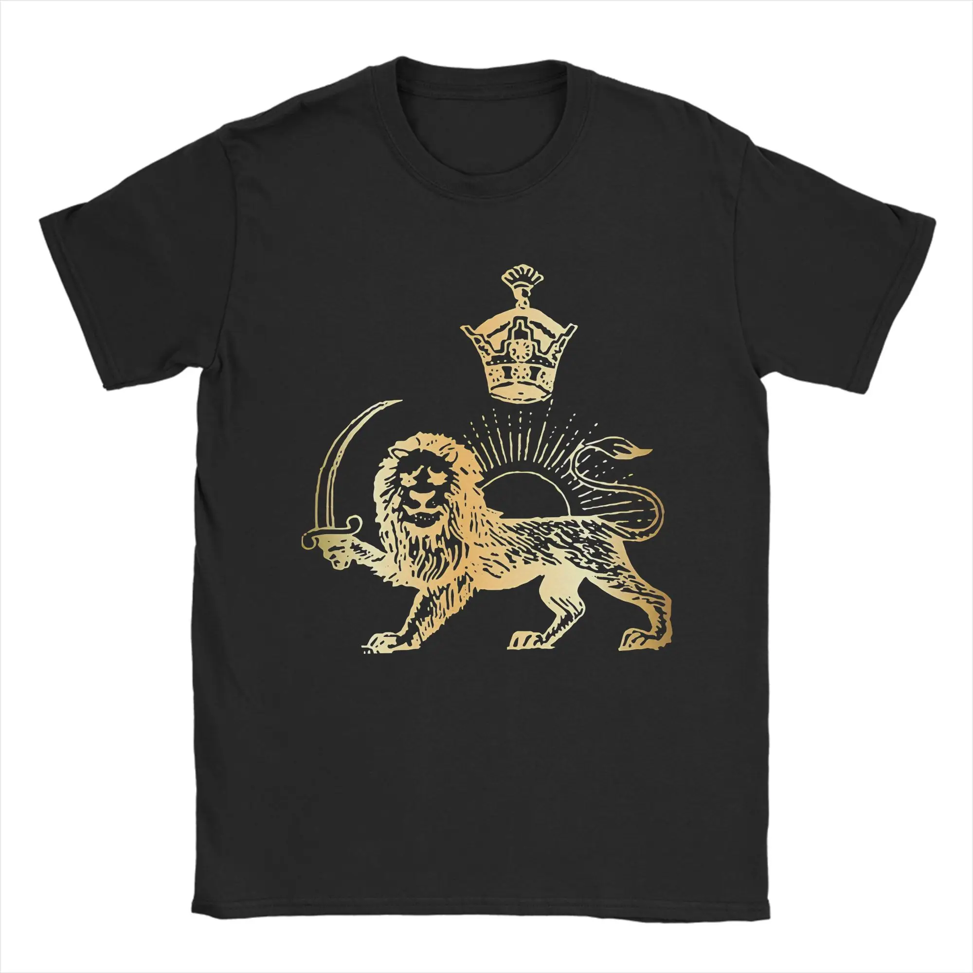 Iranian Persian Flag Lion Ancient Symbol Of Authority And Command T-Shirt Male Cotton T Shirts Summer Tees Plus Size Tops