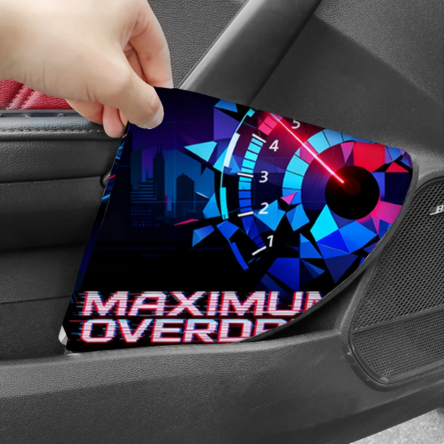 1pc Car Steering Wheel Cover, Neon Blue Sports Car Speedometer Print Design, Steering Wheel Sunshade, Heat Insulation, Sun Prote