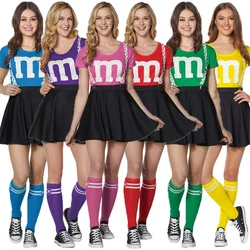 Disfraz de animadora de fútbol para adulto, uniforme de Cosplay para niña de secundaria, Baile aeróbico, disfraces de animadora, calcetines de falda superior