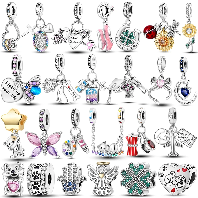 2026 Hot Sale 925 Sterling Silver Owl Cat Love Dangle Charms Beads Fit Original Bangle Bracelets women DIY festival Jewelry