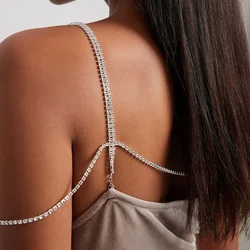 Simple Double Row Rhinestone Shoulder Chain Strap Dress Accessories Summer Wedding Jewelry Sexy Bra Chain Lingerie Women Gift