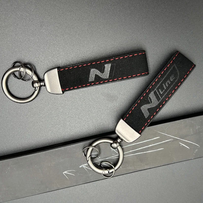 2024 Suede Leather Men Luxury Women Car Keychain For i30 i20 i10 Kona Elantra Sonata Tucson N Line Keychain Chain Accessories