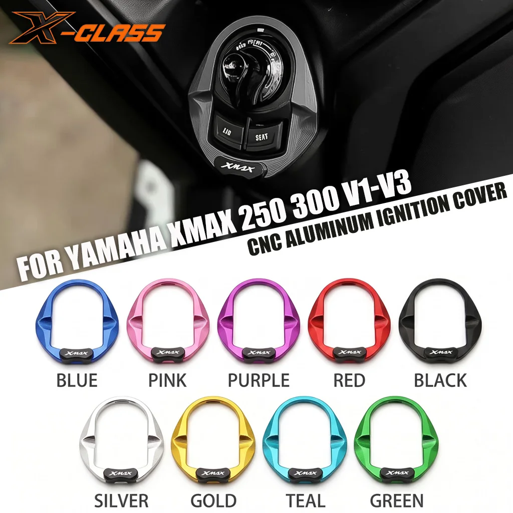 X-CLASS Motorcycle CNC Aluminum Ignition Switch Cover Trim Smart Key Switch Ring Decoration for Yamaha XMAX 300 250 2017-2026