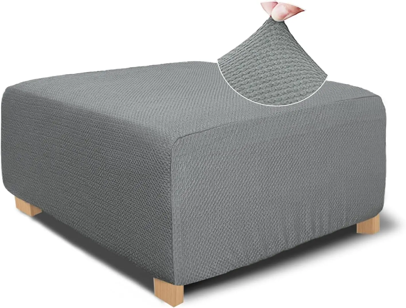 

Чехол для квадратного пуфика из жаккардовой ткани, эластичный, для подставки для ног, большой размер, серый