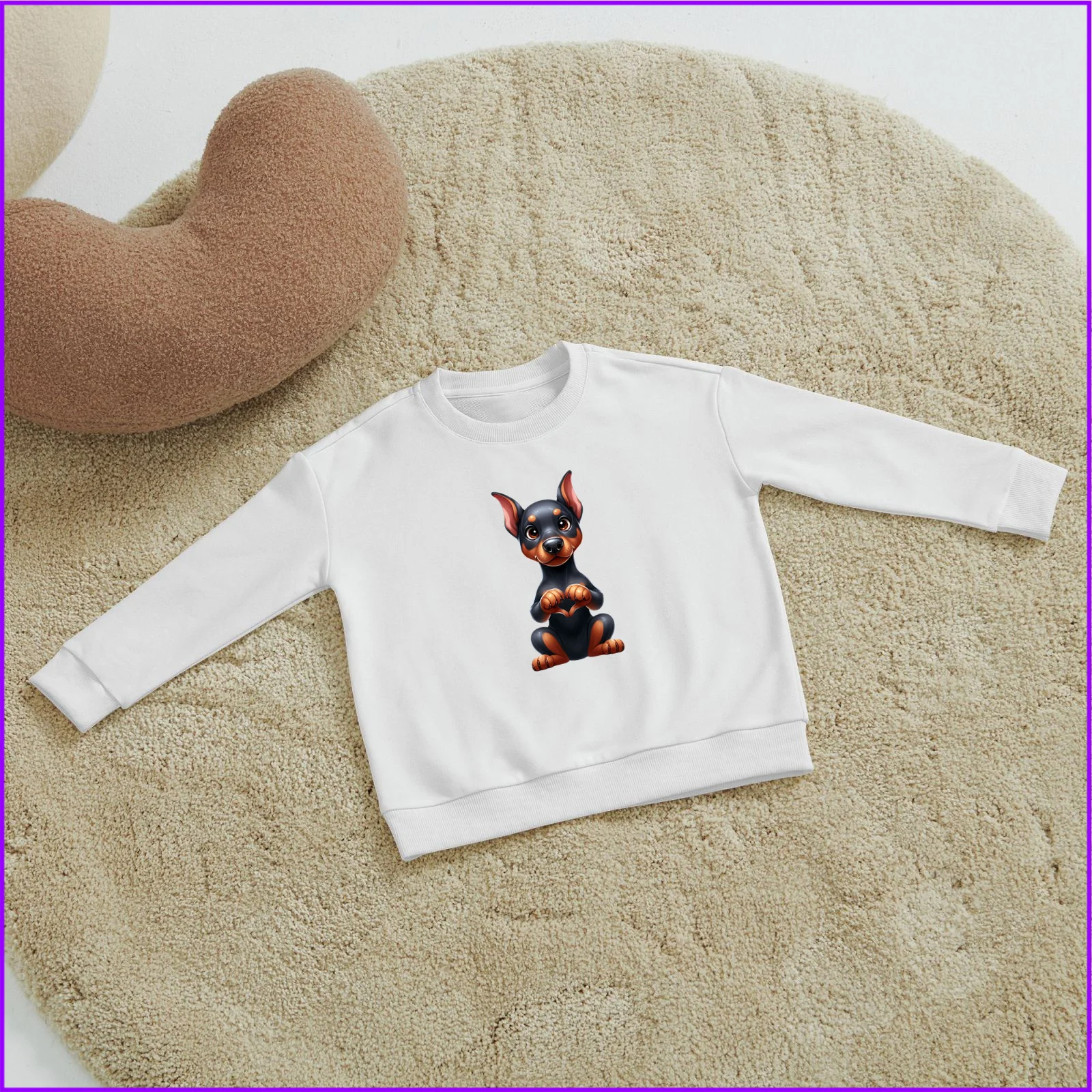 Doberman Pinscher Cartoon Cute Dog Giving Heart Animal Sja596  Kids Boys Girls Hoodies Sweatshirts Teen Clothes Rainbow Friends