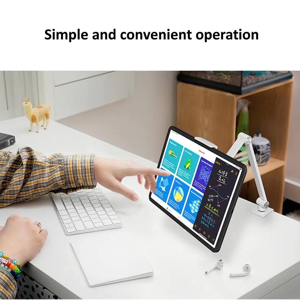 Imagem -05 - Suporte Giratório para Celular Apoio para Tablet com Altura Ângulo Ajustável em Liga de Alumínio Braço Longo para Ipad Pro