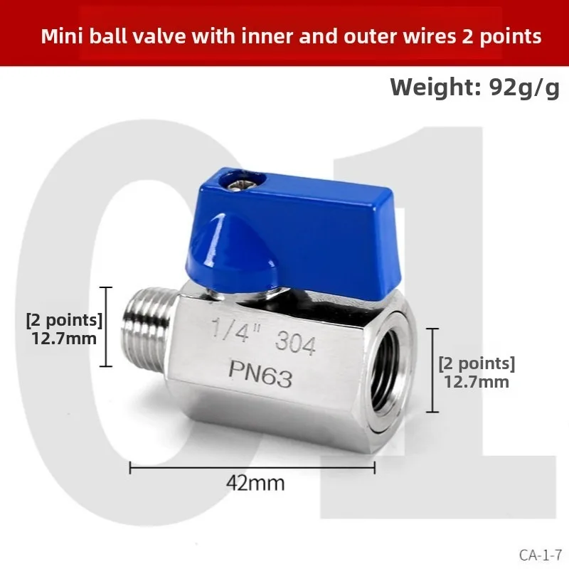 304 Stainless Steel Mini Ball Valve - 1/8